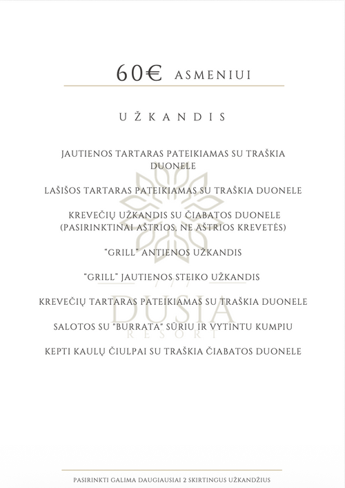 Maitinimo paslaugos - Meniu 60 eur./asm.