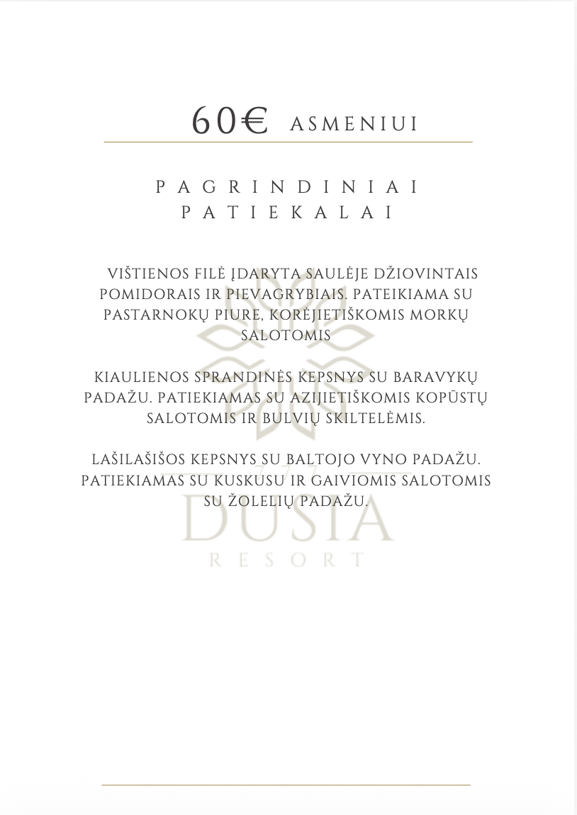 Maitinimo paslaugos - Meniu 60 eur./asm.