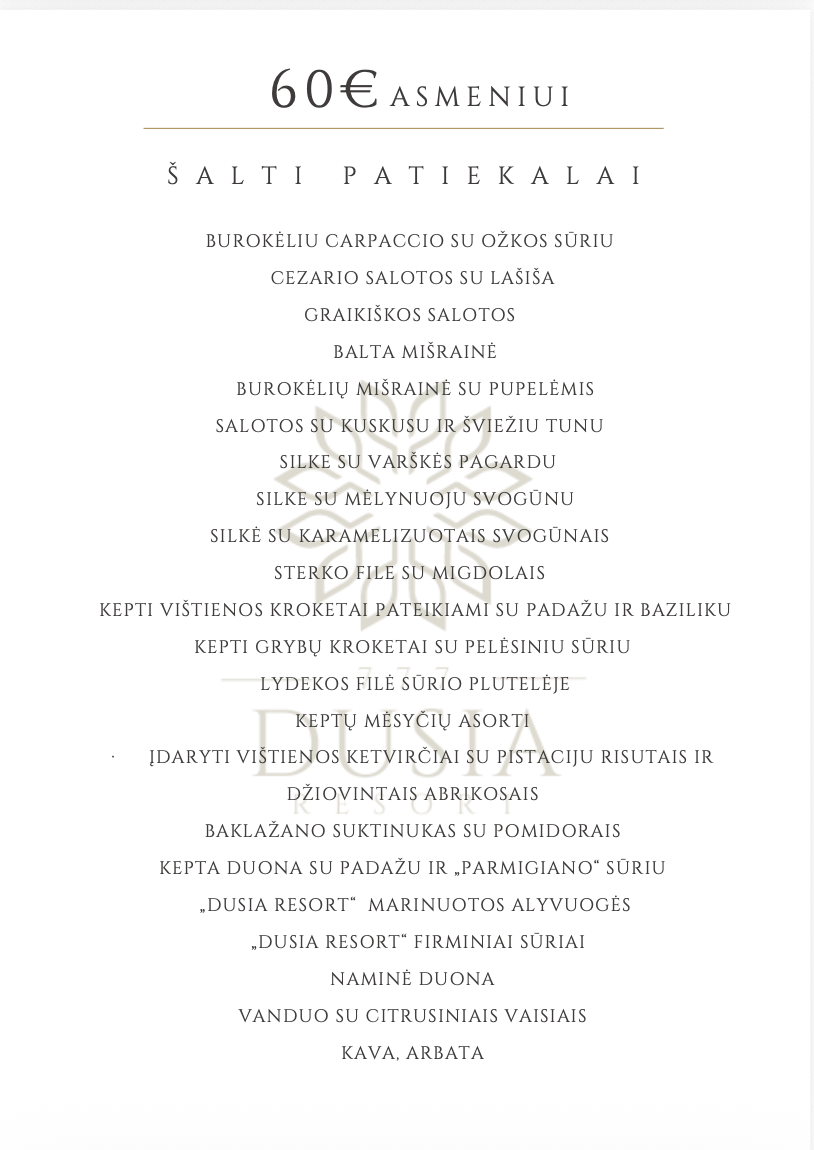 Maitinimo paslaugos - Meniu 60 eur./asm.