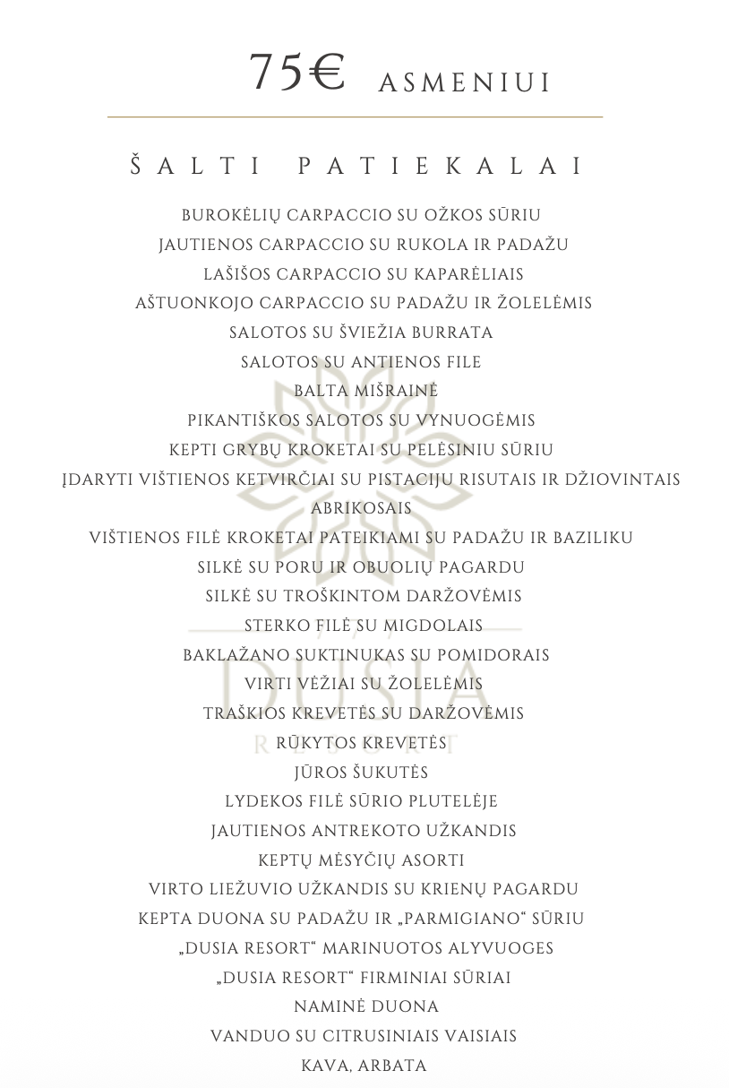 Maitinimo paslaugos - meniu 75 eur./asm.
