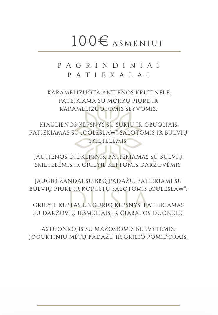 Maitinimo paslaugos - meniu 100 eur./asm.