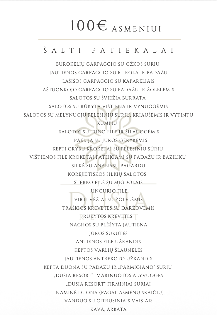 Maitinimo paslaugos - meniu 100 eur./asm.